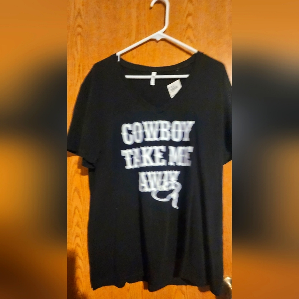3XL Winn Cloding black short sleeve shirt "Cowboy Take Me Away."  Never worn